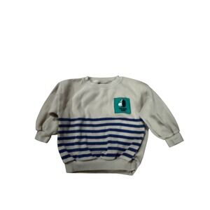 Bobo Choses Talking Bobo Striped Sweatshirt Cream Blue 4-5 Minimalist Pullover